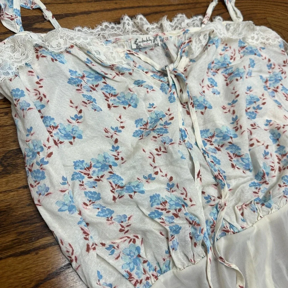 Intimately Free People Take It Away Bodysuit Floral Cream Dainty Coquette S NWT